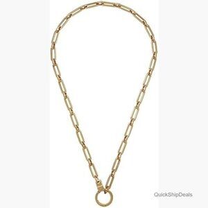 Gold Plated Stainless Steel Cuff Keeper Front Clasp Pendant Necklace